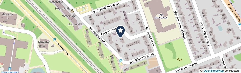 Kaartweergave Grevinckstraat 17 in Nijmegen