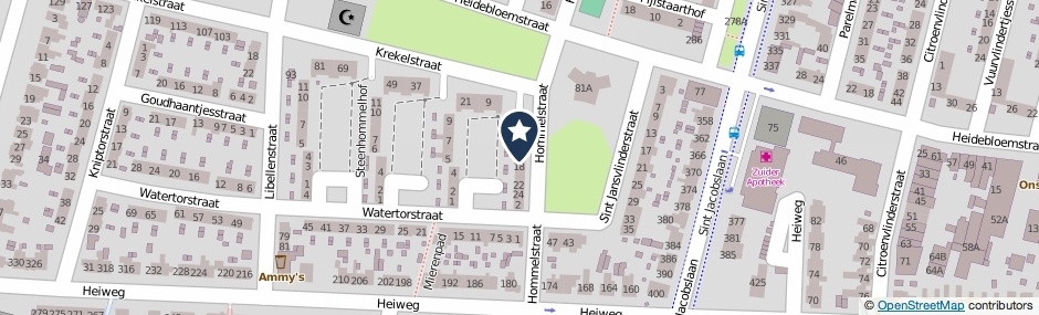 Kaartweergave Hommelstraat 16 in Nijmegen