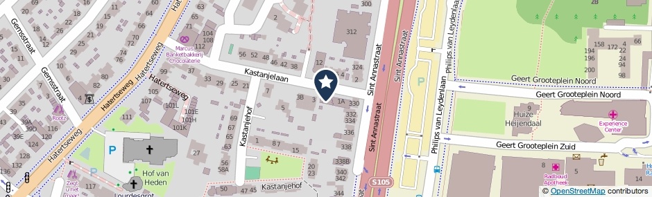 Kaartweergave Kastanjelaan 1-B in Nijmegen