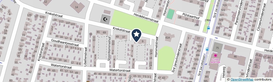 Kaartweergave Krekelstraat 21 in Nijmegen