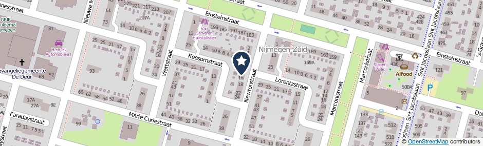 Kaartweergave Newtonstraat 14 in Nijmegen