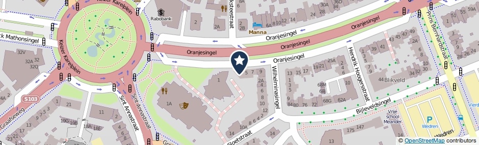 Kaartweergave Oranjesingel 3 in Nijmegen