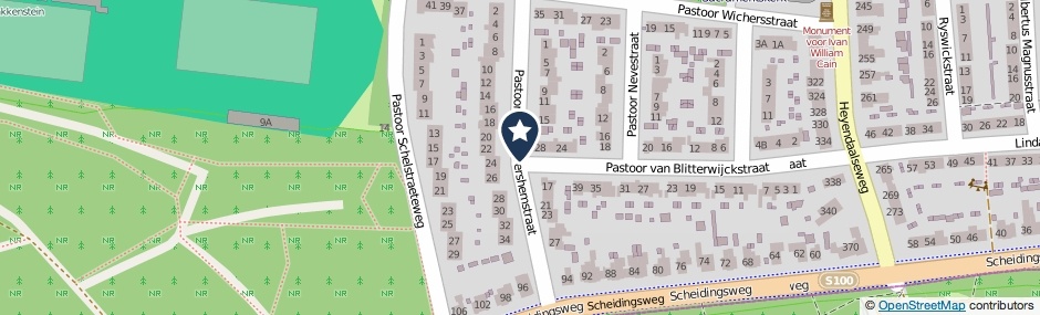 Kaartweergave Pastoor Van Soevershemstraat in Nijmegen
