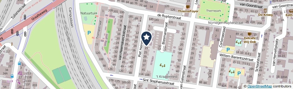 Kaartweergave Piet Heinstraat 19 in Nijmegen