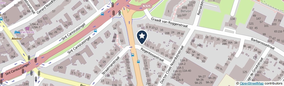 Kaartweergave Regentessestraat 1 in Nijmegen
