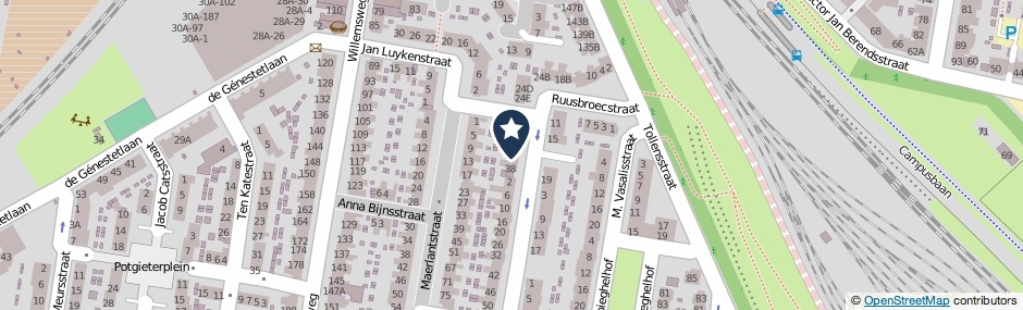 Kaartweergave Ruusbroecstraat 34 in Nijmegen