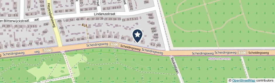 Kaartweergave Scheidingsweg 10 in Nijmegen