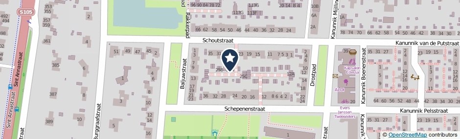 Kaartweergave Schoutstraat 25-A in Nijmegen