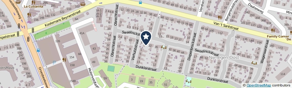 Kaartweergave Sweelinckstraat 20 in Nijmegen