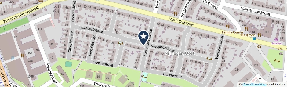 Kaartweergave Sweelinckstraat in Nijmegen