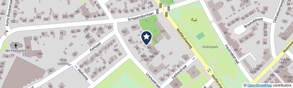 Kaartweergave Uranusstraat 30-B in Nijmegen