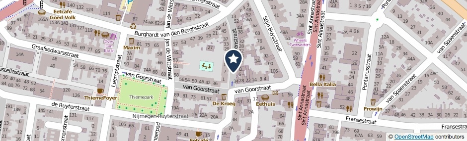 Kaartweergave Van Dulckenstraat in Nijmegen