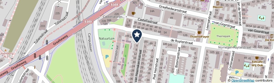 Kaartweergave Van Heemskerckstraat 2-A in Nijmegen