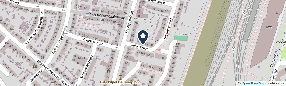 Kaartweergave Violenstraat 5 in Nijmegen