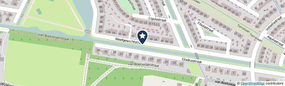 Kaartweergave Weefgewichtstraat in Nijmegen