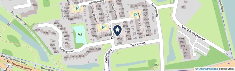 Kaartweergave Zwanenveld 1512 in Nijmegen