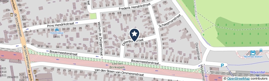Kaartweergave Dillenburgstraat in Nijverdal