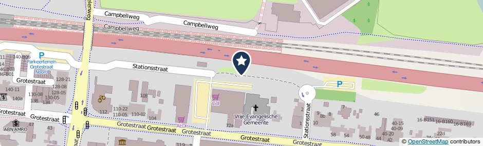 Kaartweergave Stationsstraat in Nijverdal