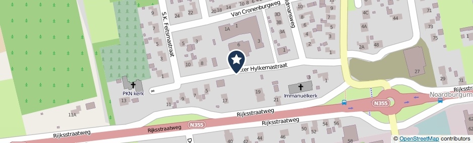 Kaartweergave Pieter Hylkemastraat in Noardburgum