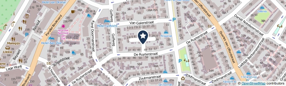 Kaartweergave Houtmanstraat in Noordwijk (Zuid-Holland)