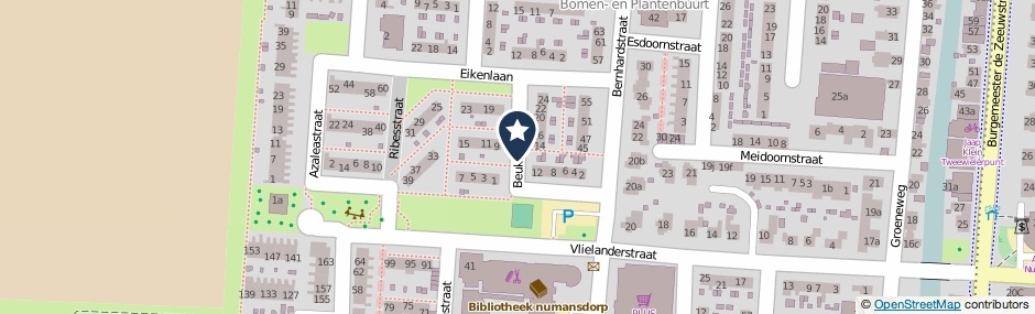 Kaartweergave Beukenlaan in Numansdorp