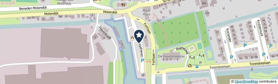 Kaartweergave Dorpshaven in Numansdorp