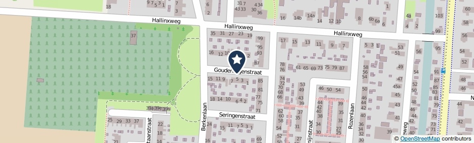 Kaartweergave Goudenregenstraat in Numansdorp