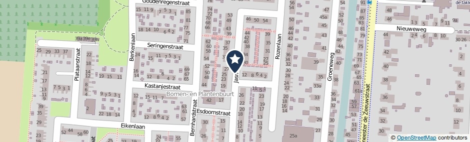 Kaartweergave Jasmijnstraat in Numansdorp