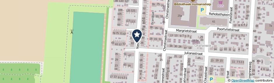 Kaartweergave Nassaustraat in Numansdorp