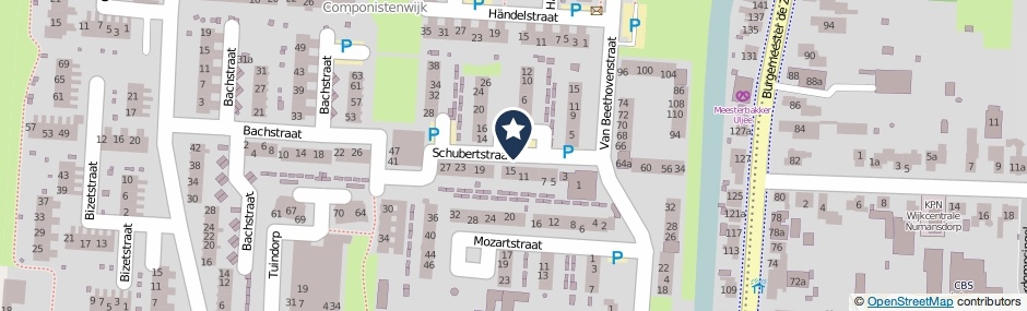 Kaartweergave Schubertstraat in Numansdorp