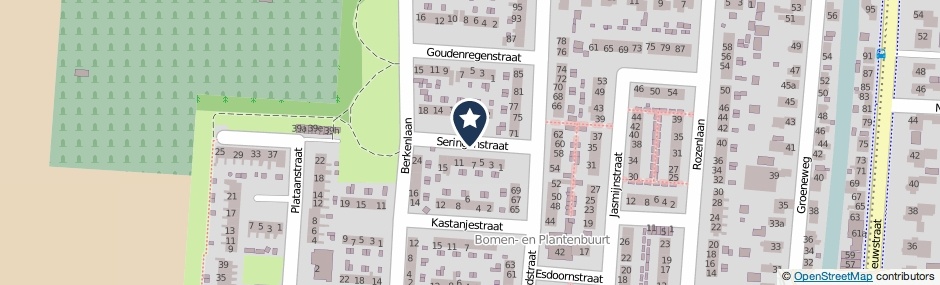 Kaartweergave Seringenstraat in Numansdorp