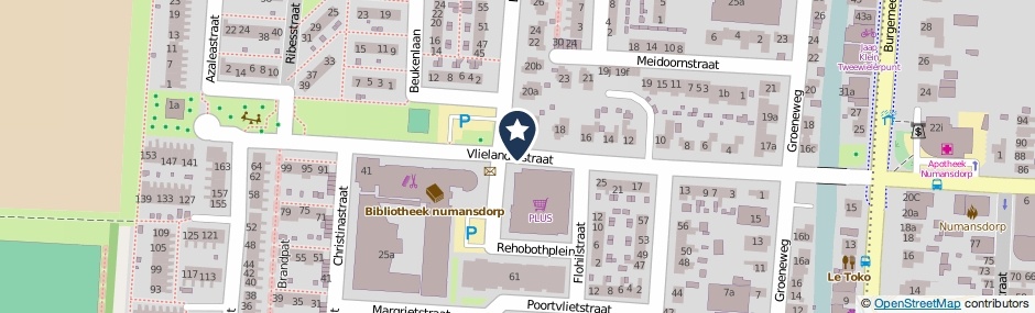 Kaartweergave Vlielanderstraat in Numansdorp