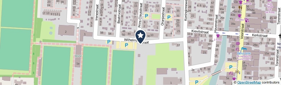 Kaartweergave Wilhelminastraat in Numansdorp