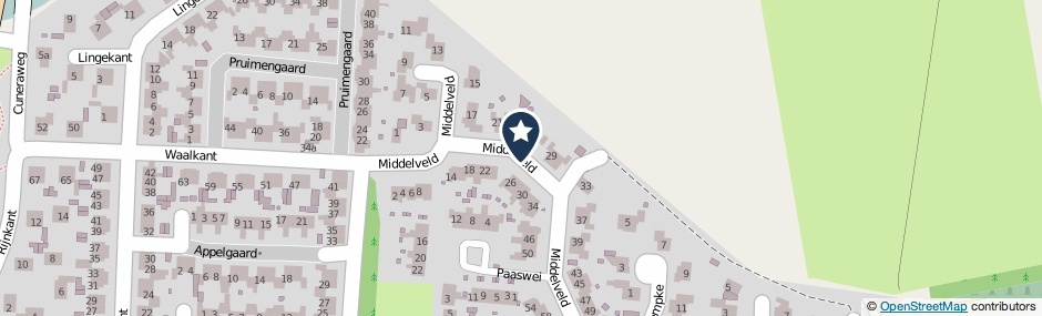 Kaartweergave Middelveld in Ochten