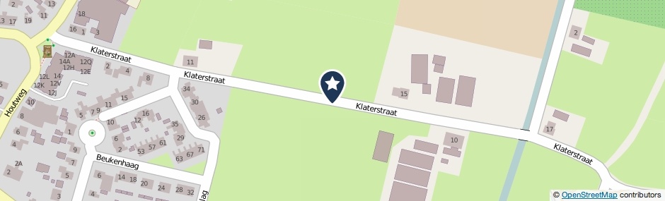 Kaartweergave Klaterstraat in Oene