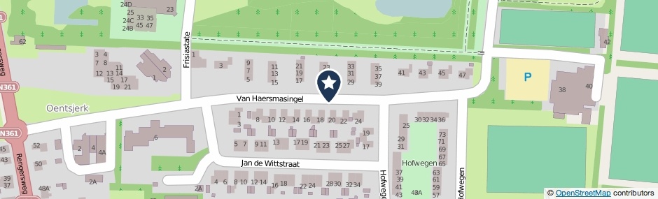 Kaartweergave Van Haersmasingel in Oentsjerk