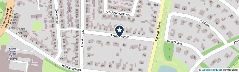 Kaartweergave Hogelandstraat in Oldenzaal