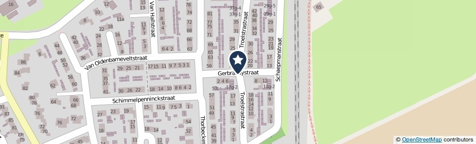 Kaartweergave Gerbrandystraat in Olst