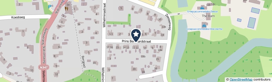 Kaartweergave Prins Bernhardstraat in Ommen