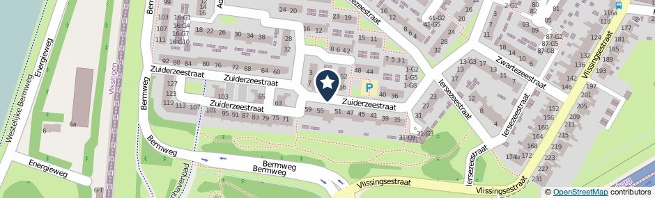Kaartweergave Zuiderzeestraat in Oost-Souburg