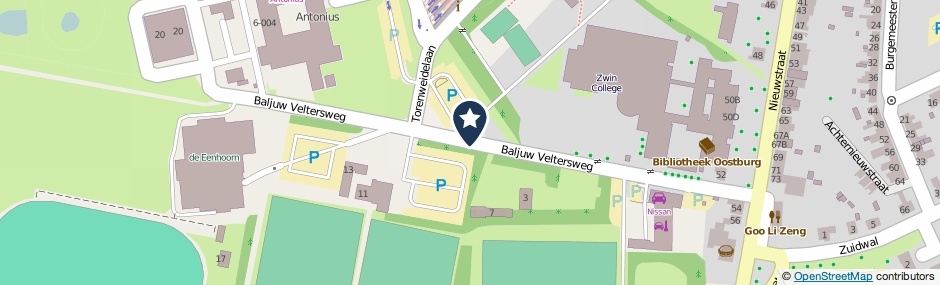 Kaartweergave Baljuw Veltersweg in Oostburg