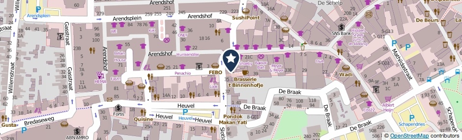 Kaartweergave Binnenhofje in Oosterhout (Noord-Brabant)