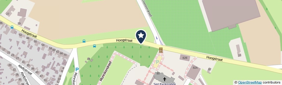 Kaartweergave Hoogstraat in Oosterhout (Noord-Brabant)