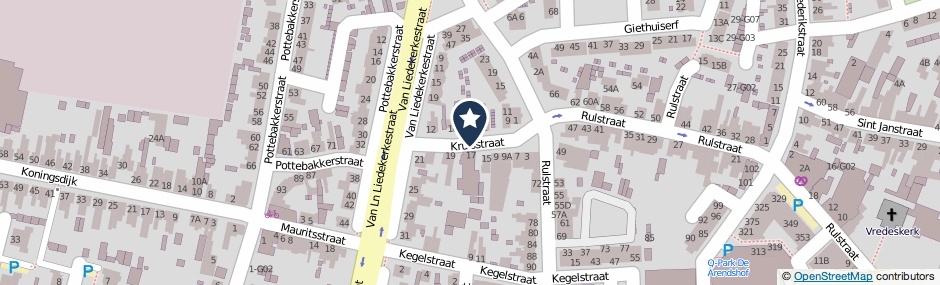 Kaartweergave Kruisstraat in Oosterhout (Noord-Brabant)