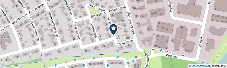 Kaartweergave Reinaertstraat in Oosterhout (Noord-Brabant)