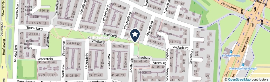 Kaartweergave Vreeburg in Oosterhout (Noord-Brabant)