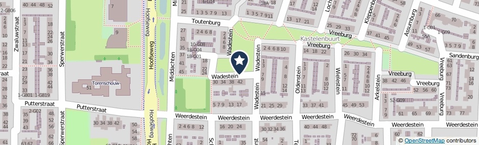 Kaartweergave Wadestein in Oosterhout (Noord-Brabant)