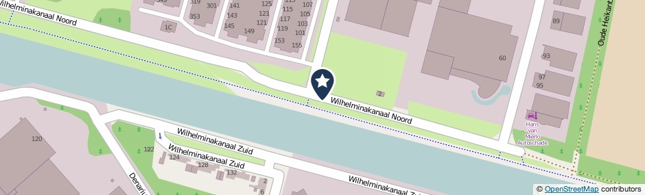 Kaartweergave Wilhelminakanaal Noord in Oosterhout (Noord-Brabant)