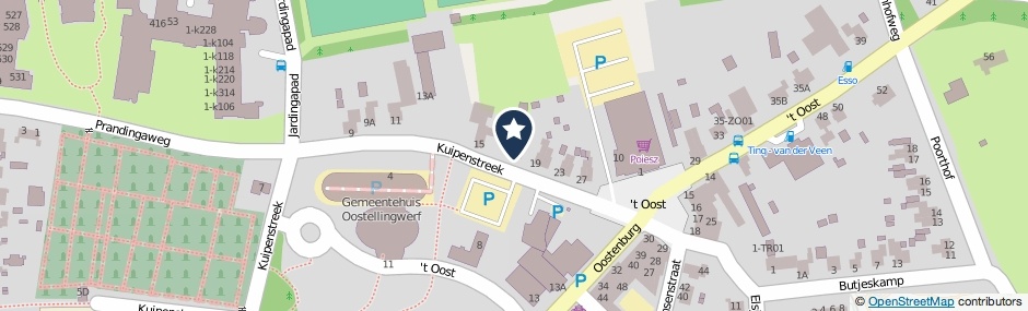 Kaartweergave Kuipenstreek 17 in Oosterwolde (Friesland)