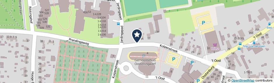 Kaartweergave Kuipenstreek 9 in Oosterwolde (Friesland)